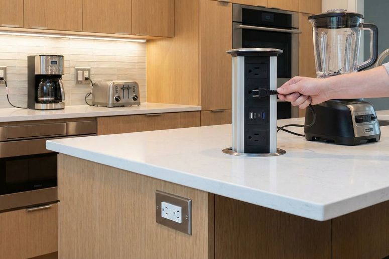 Cozinha planejada com tomadas bem posicionadas 