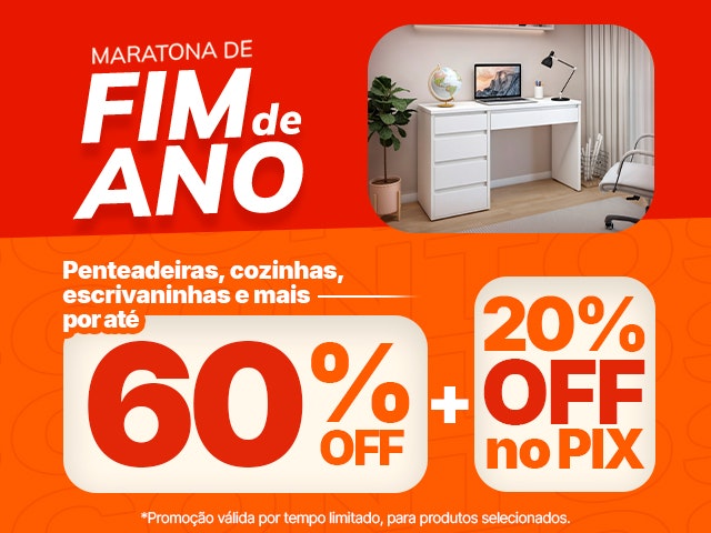 Maratona de Fim de Ano com até 60% OFF + 20% OFF no PIX Mob
