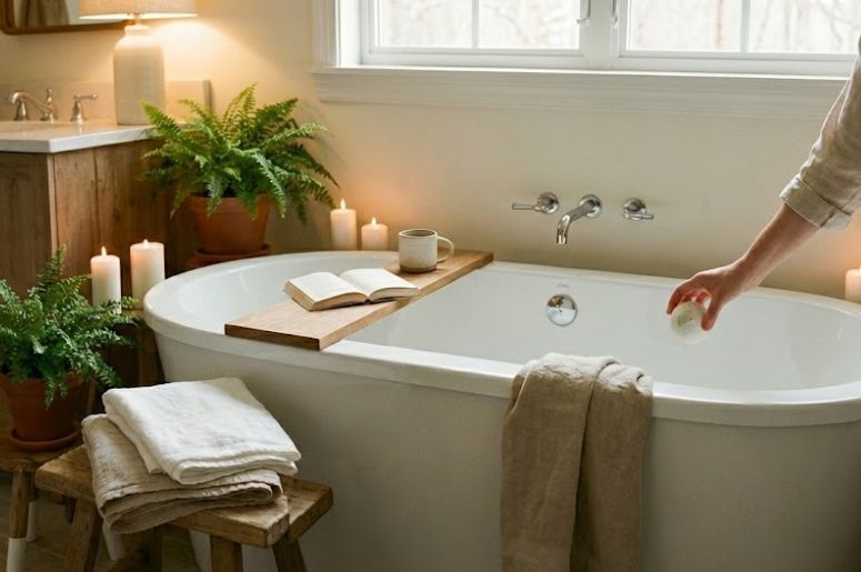  Pessoa preparando banheira para relaxar 