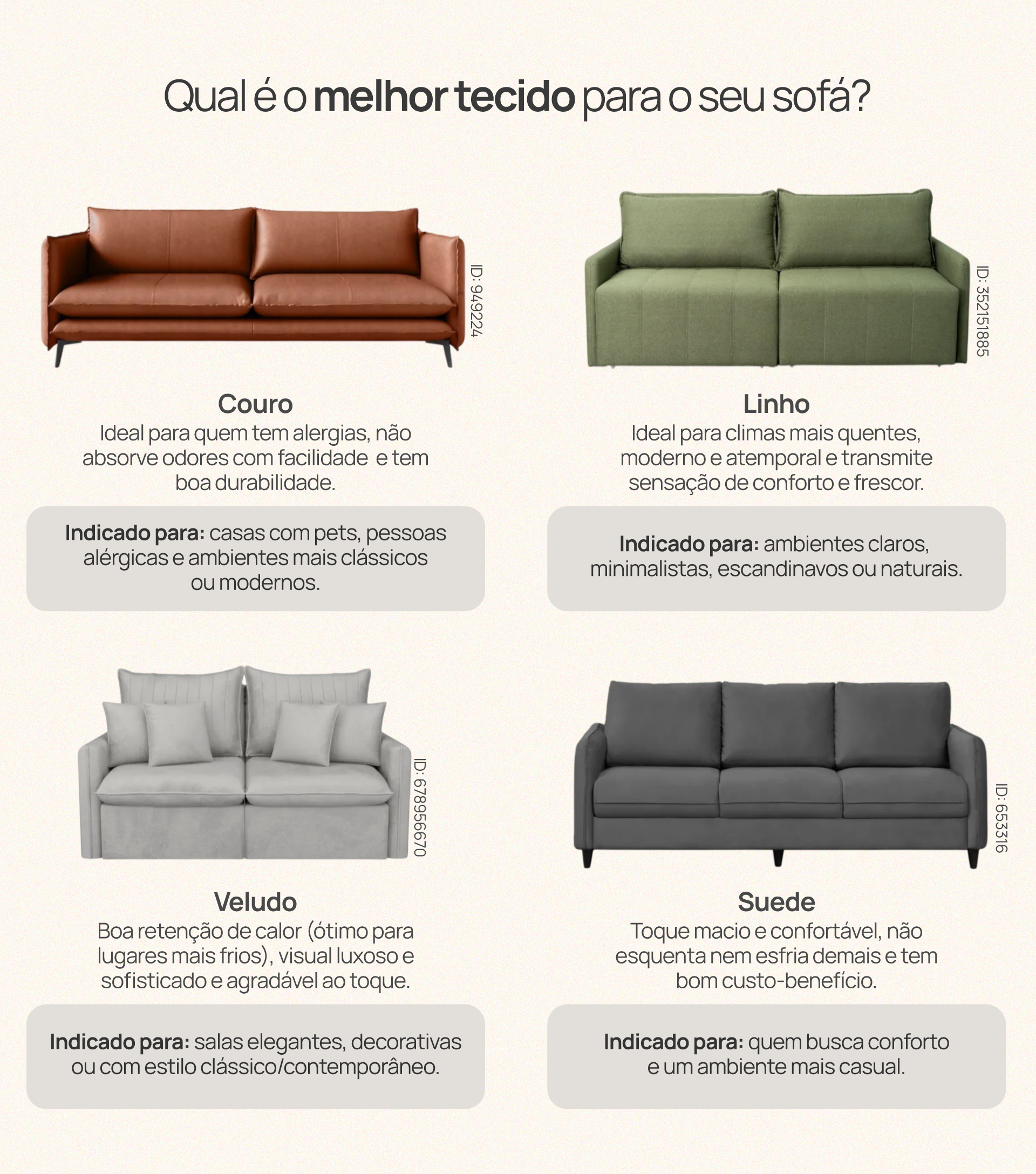 Imagem com v&aacute;rios tipos de sof&aacute;