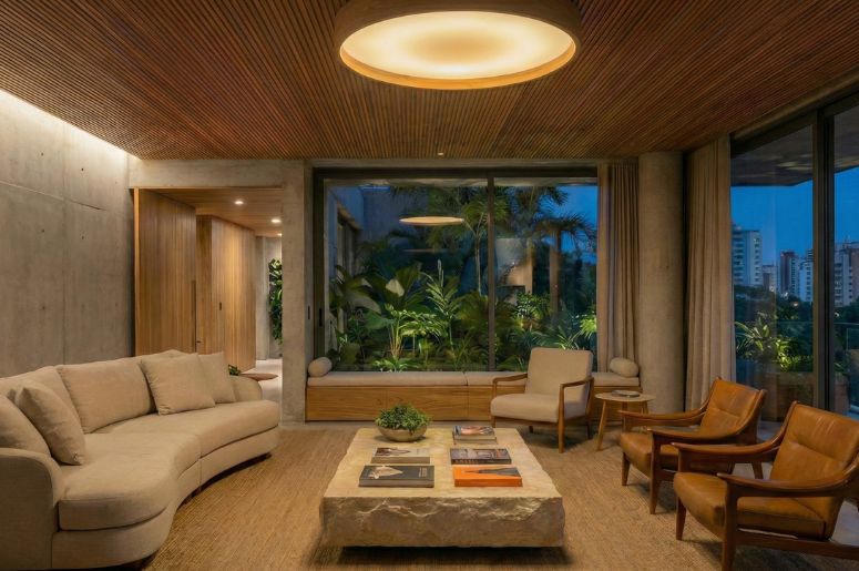 Sala moderna com iluminação de paflon