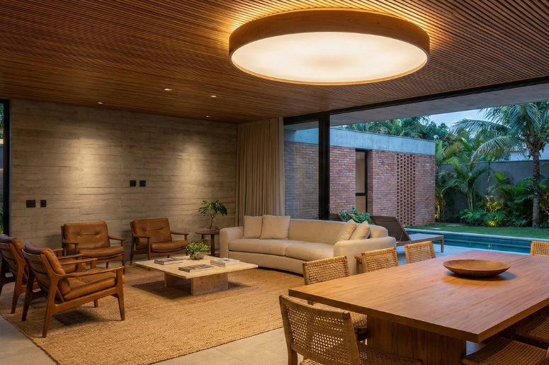 Sala de estar com iluminação de paflon