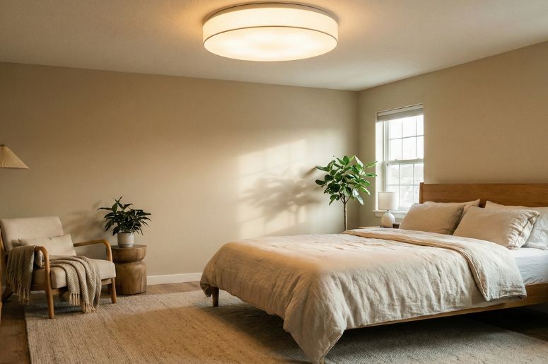 Quarto com iluminação com paflon