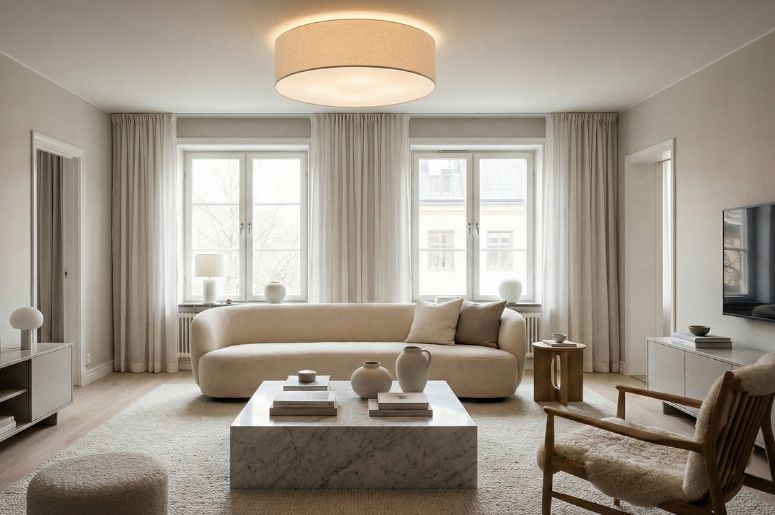 Sala com iluminação por paflon