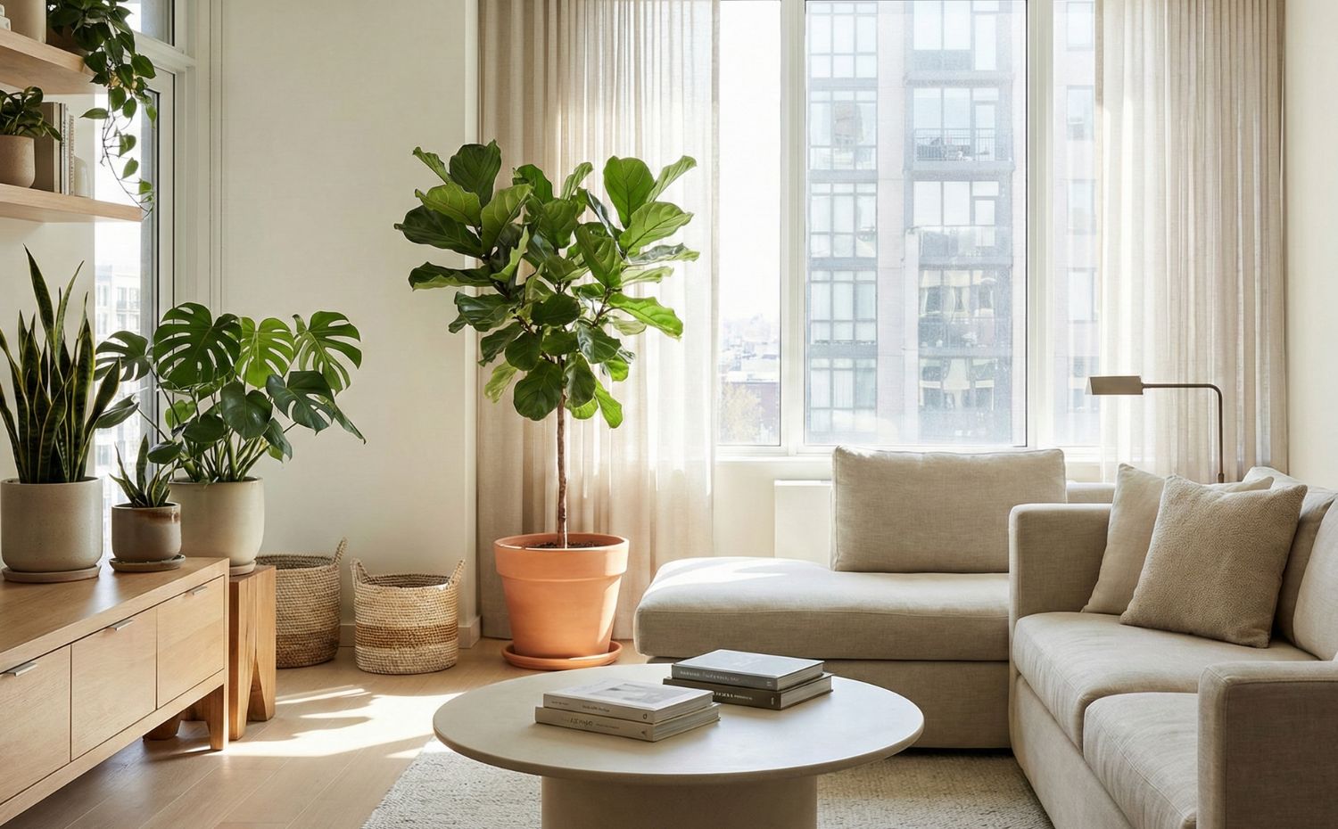 Sala com plantas na decora&ccedil;&atilde;o