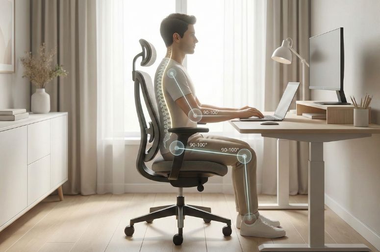 Imagem explicando a postura correta para uma pessoa