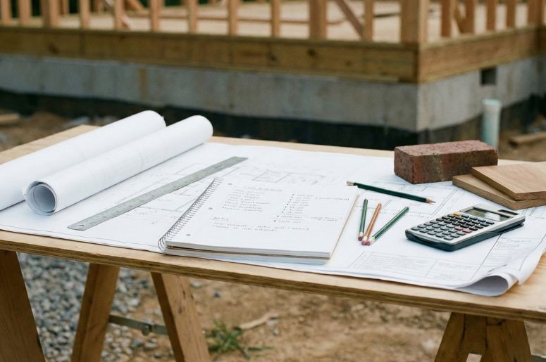 Pessoas calculando gastos de uma obra