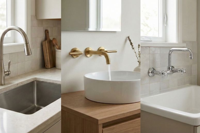 Torneiras em vários cômodas de uma casa