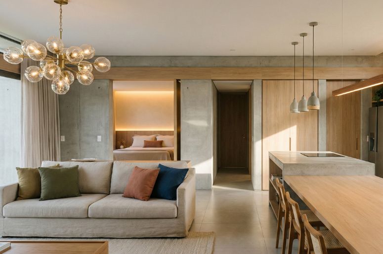 Casa moderna e decorada com lustre e pendente