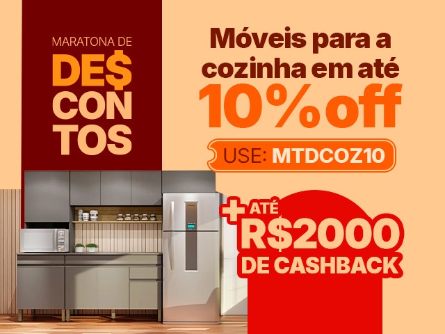 Maratona de Descontos: Cozinha com cupom de 10% + cashback de até R$2000 Mob