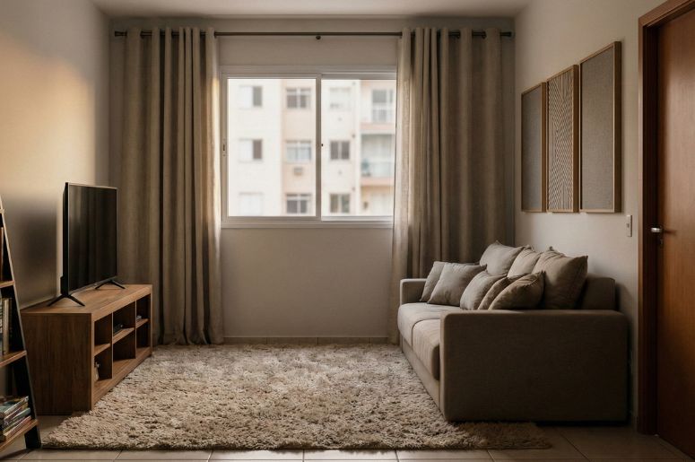Apartmento decorado com isolamento acústico