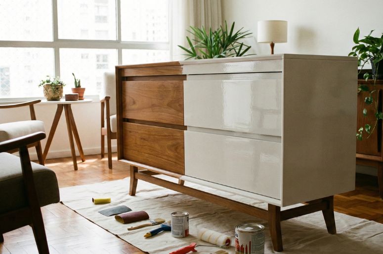 M&oacute;vel sendo laqueado