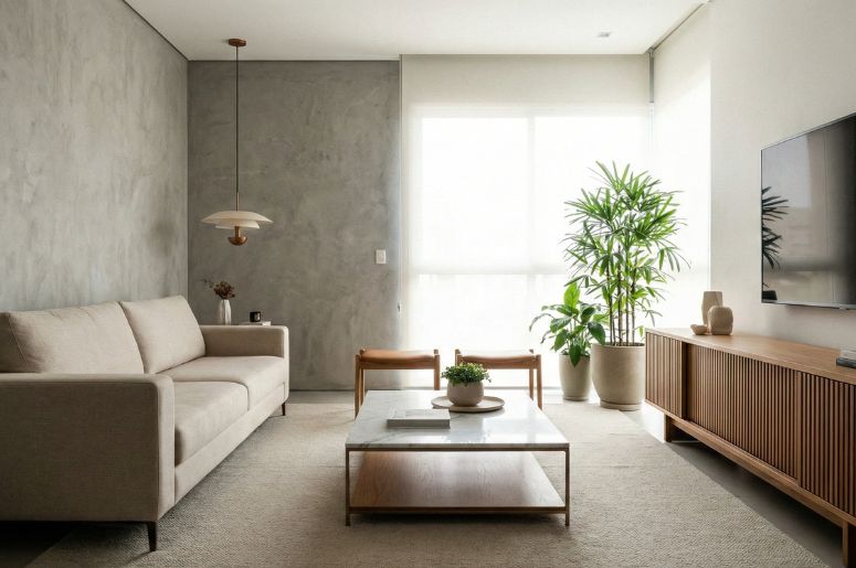 Sala de apartamento com decoração moderna