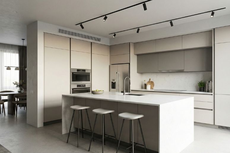 Cozinha branca com decoração moderna