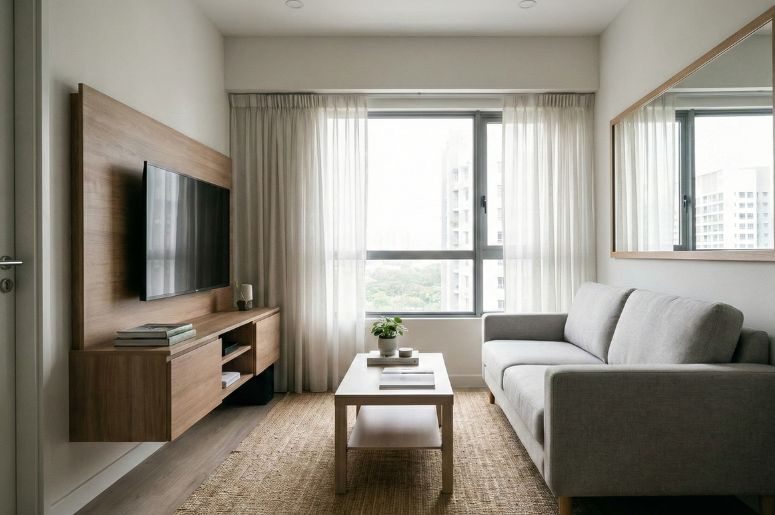 Sala de apartamento com decoração moderna