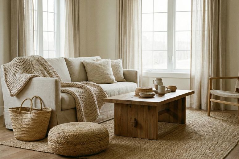 Sala com tons amadeirados e decora&ccedil;&atilde;o cottagecore