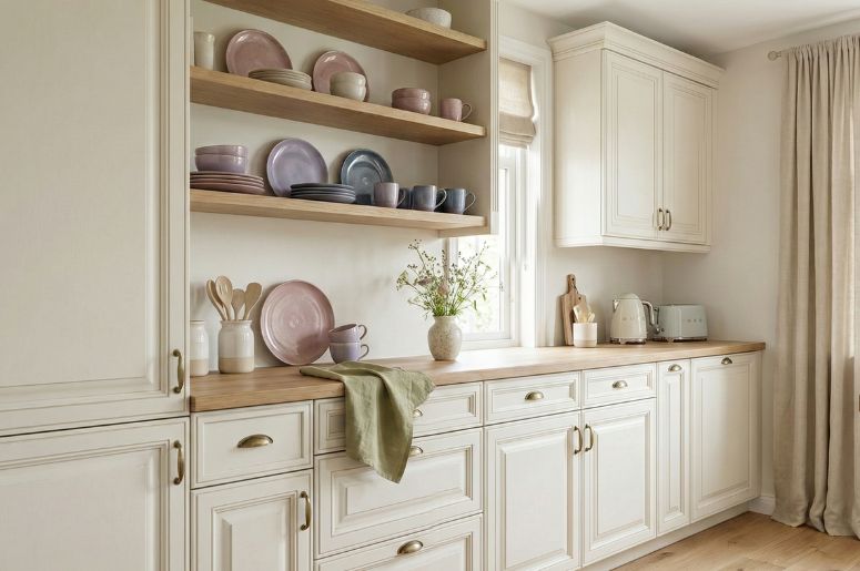 Cozinha com tons terrosos e decora&ccedil;&atilde;o cottagecore