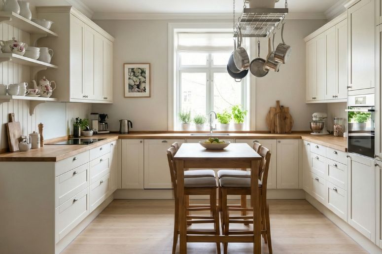 Cozinha moderna com decora&ccedil;&atilde;o cottagecore