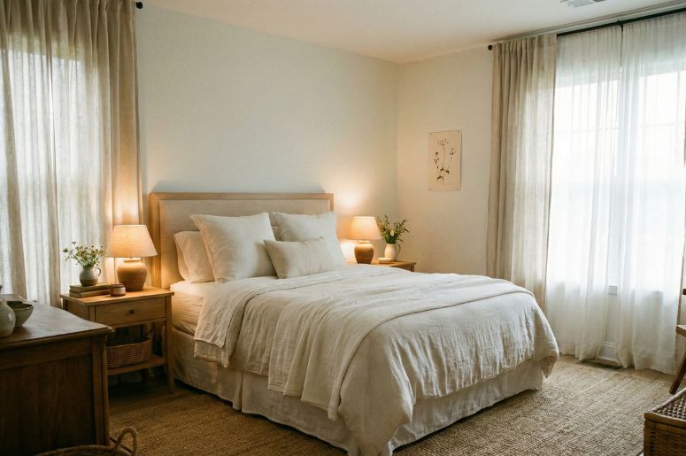 quarto de casal com decora&ccedil;&atilde;o cottagecore