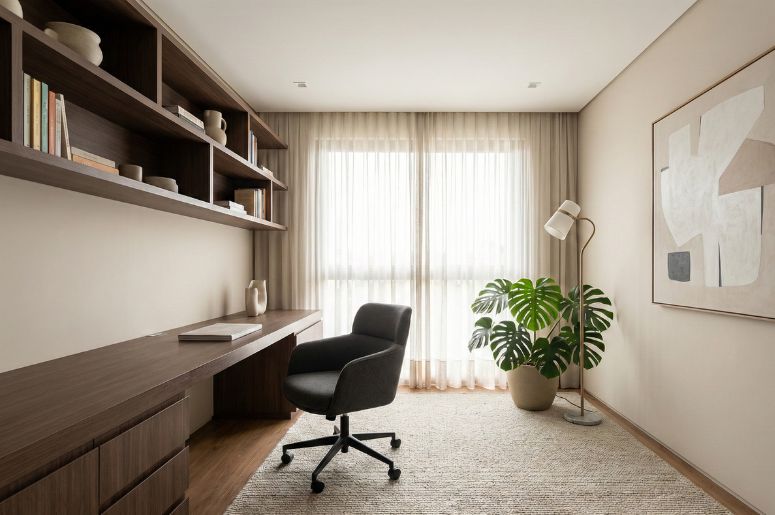 Apartamento com escritório marrom