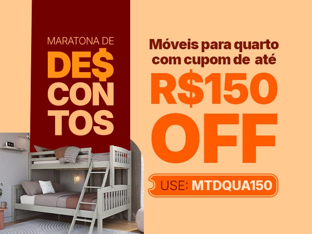 Maratona de Descontos: Quartos com cupom de R$150 Mob