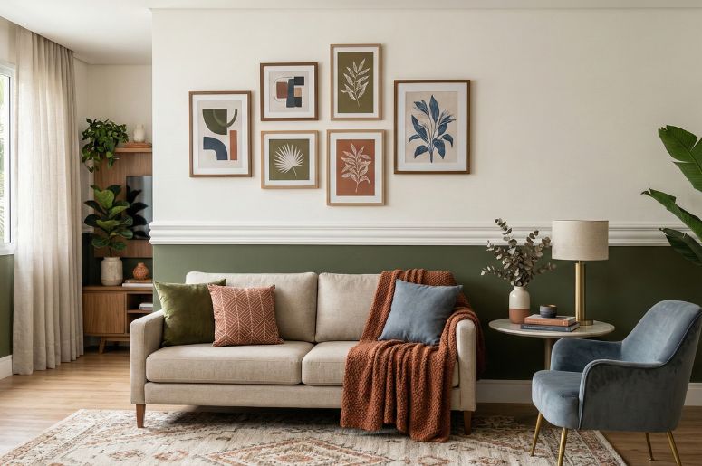 Sala de estar decorada com rodameio