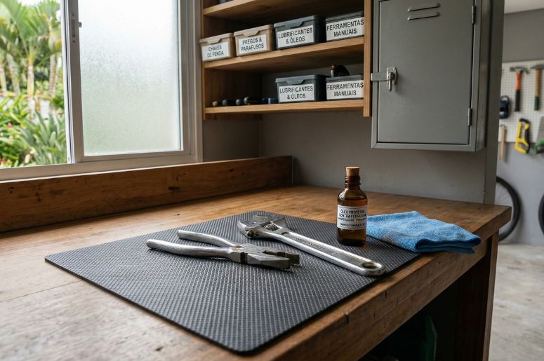 Pessoa cuidando das ferramentas