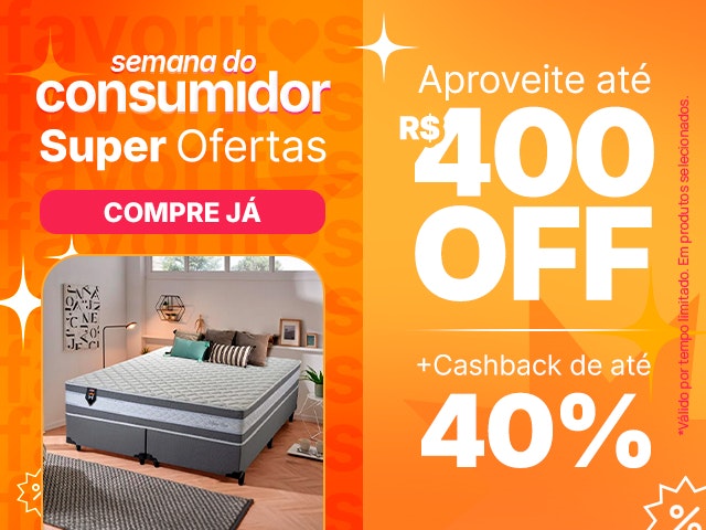 Lojas Favoritas FDS do Consumidor Festival do Sono com até R$ 400 OFF + Cashback de até 40% Mob