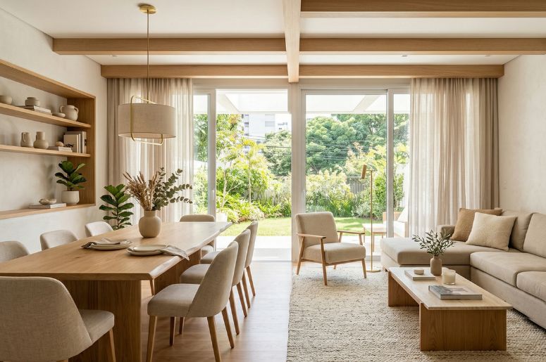 Casa com m&oacute;veis bege