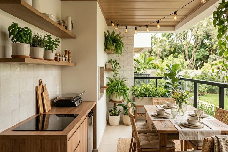 Casa com &aacute;rea gourmet no quintal com v&aacute;rias plantas