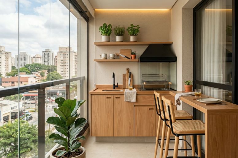 apartamento com &aacute;rea gourmet e churrasqueira