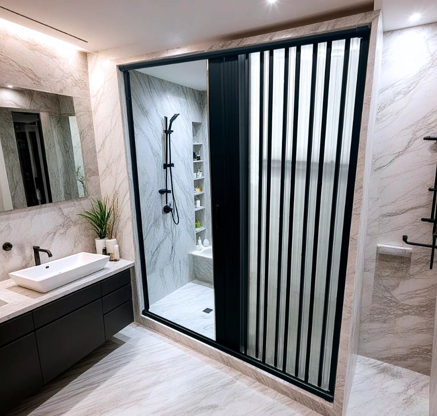 Banheiro com box de acr&iacute;lico