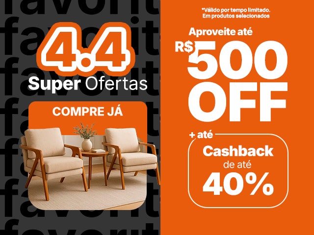 Data Dupla Lojas Favoritas: Até R$500 Off + Cashback até 40% Mob