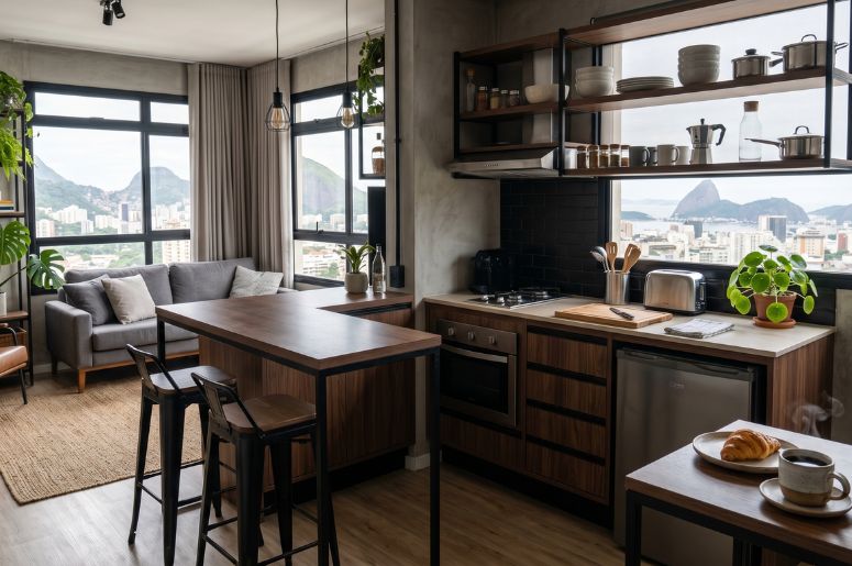 Cozinha de airbnb industrial