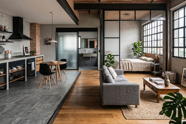 Apartamento com piso de madeira