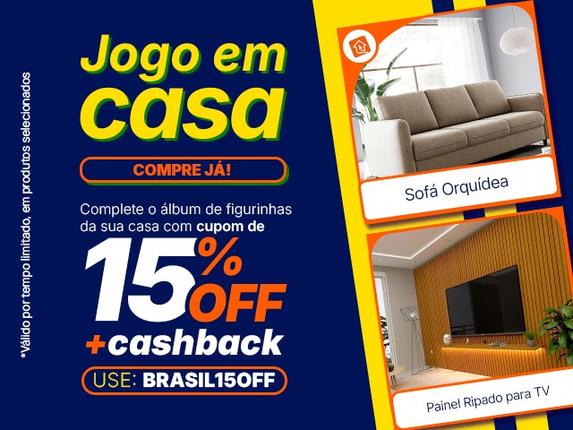 Jogo em Casa: Seleção para sua casa: Cupom de 15% + Cashback - BRASIL15OFF V2 Mob