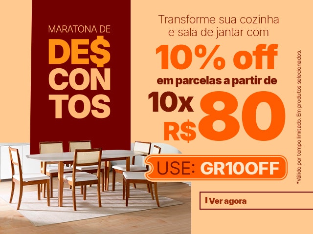 Maratona de Descontos: Cozinhas + jantar: Cupom de 10% + parcelas a partir de R$80 - MT10OFF V2 Mob