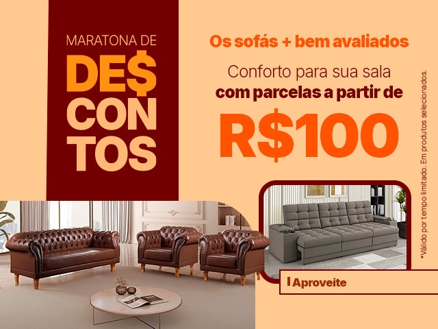 Maratona de Descontos de Fecha Mês: Sofás Os sofás mais bem avaliados com parcelas a partir de R$ 100