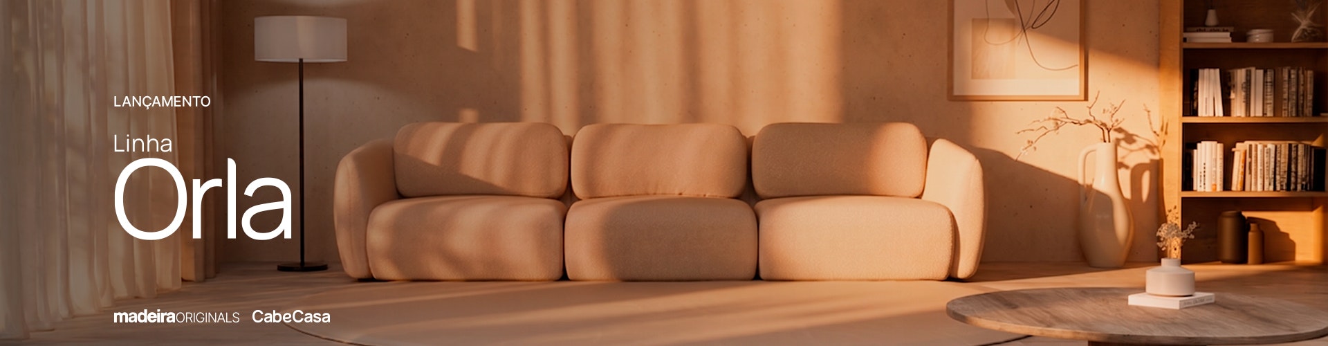 Linha Orla MadeiraMadeira Sofá Orla Madeira Originals em ambiente de sala, com design modular e formas orgânicas