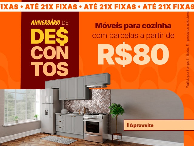Maratona de Descontos de Aniversário: Cozinha com parcelas a partir de R$80