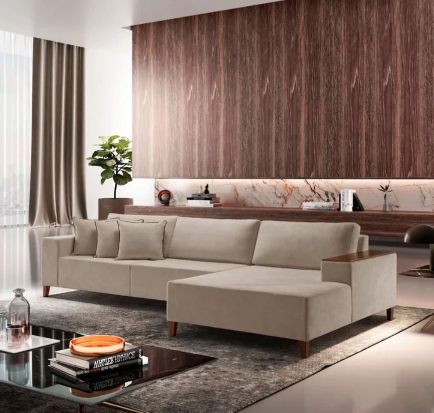 Sofá Grécia 4 Lugares com Chaise Bouclê 2,70m Yescasa