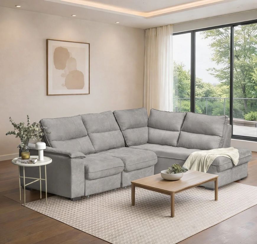 Sofá de Canto Retrátil Chaise Lado Esquerdo 4 Lugares Nest CabeCasa MadeiraOriginals
