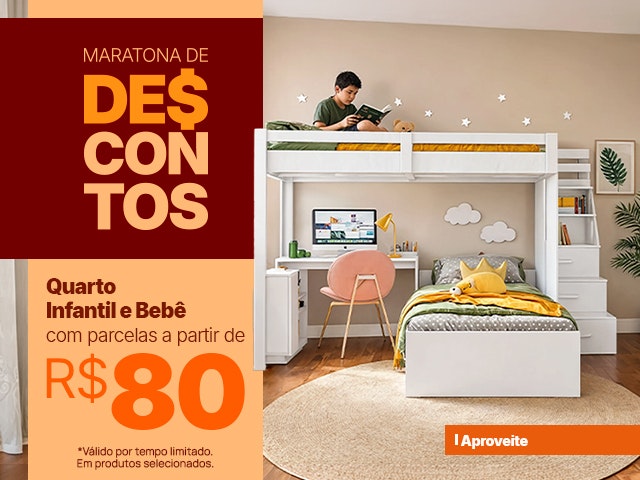 Maratona de Descontos: Quarto Infantil e Bebê com parcelas a partir de R$80