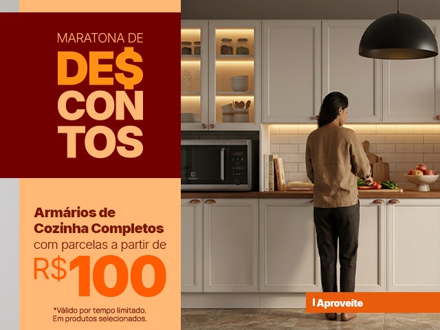 Maratona de Descontos: Armários de Cozinha Completos com parcelas a partir de R$100
