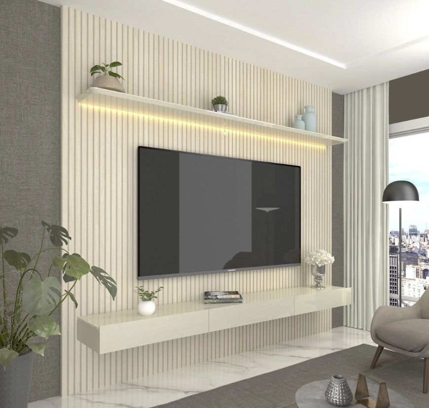 Painel para TV com Gaveta Requinte Branco