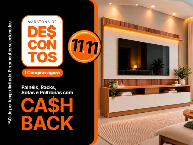 11.11 Maratona de Descontos: Sala de Estar e Estofados: Cashback Mob