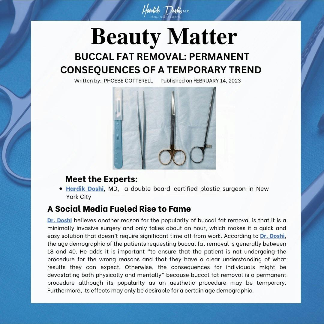 Buccal Fat Removal: Permanent Consequences of a Temporary Trend