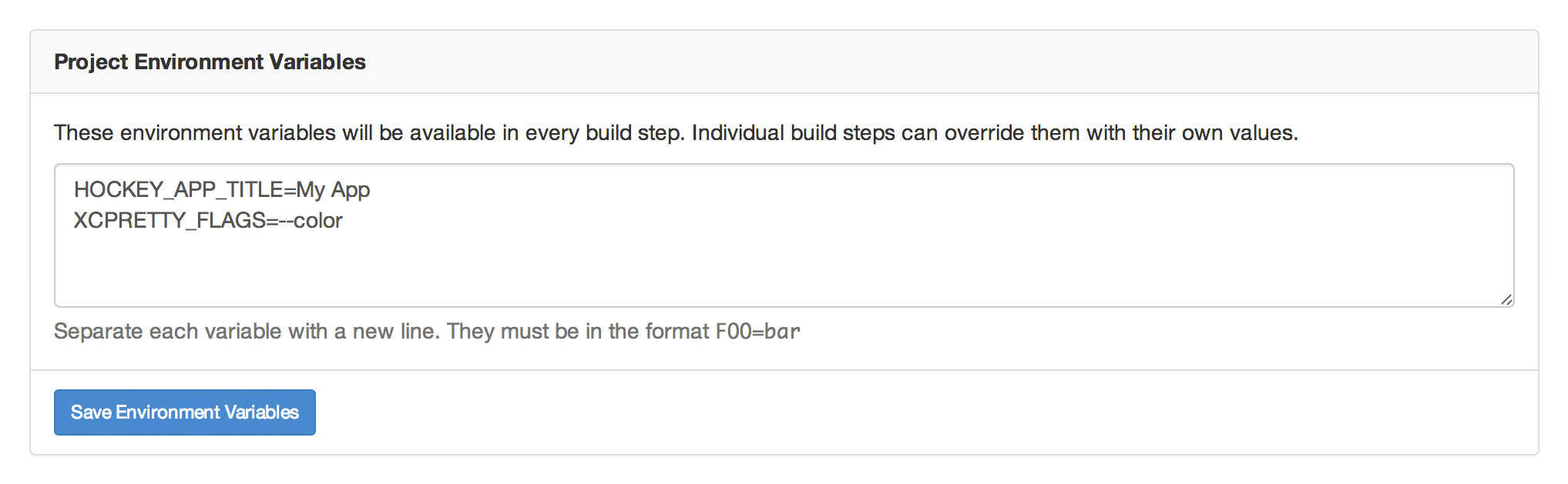 Project environment variables