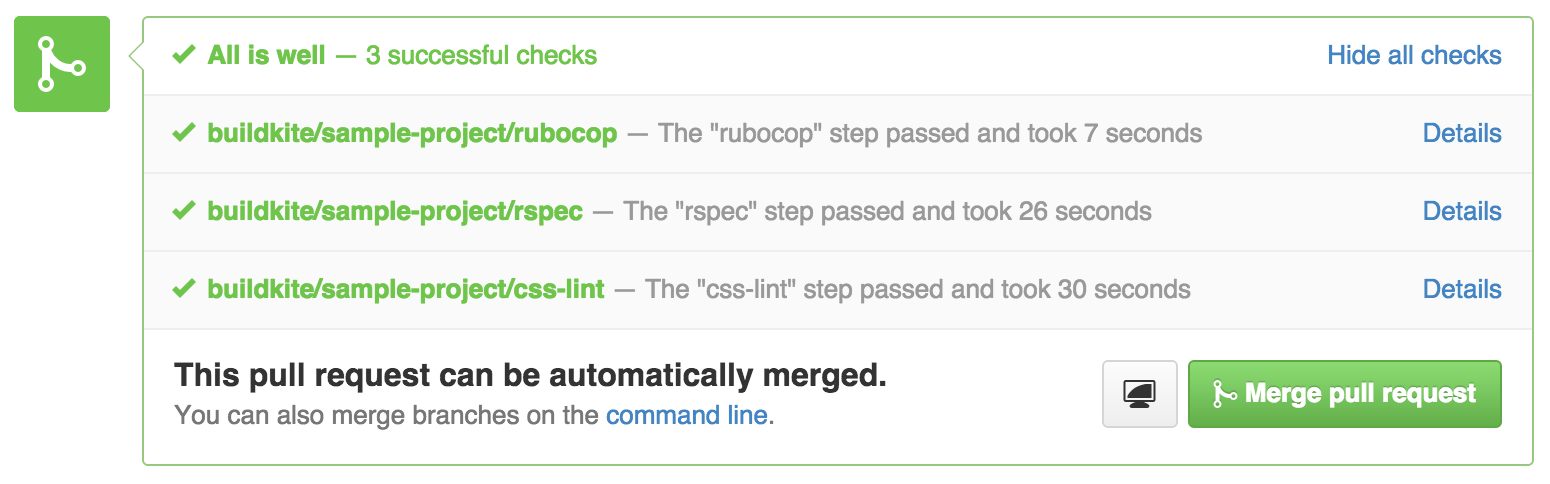 GitHub Commit Status all passed on Buildkite