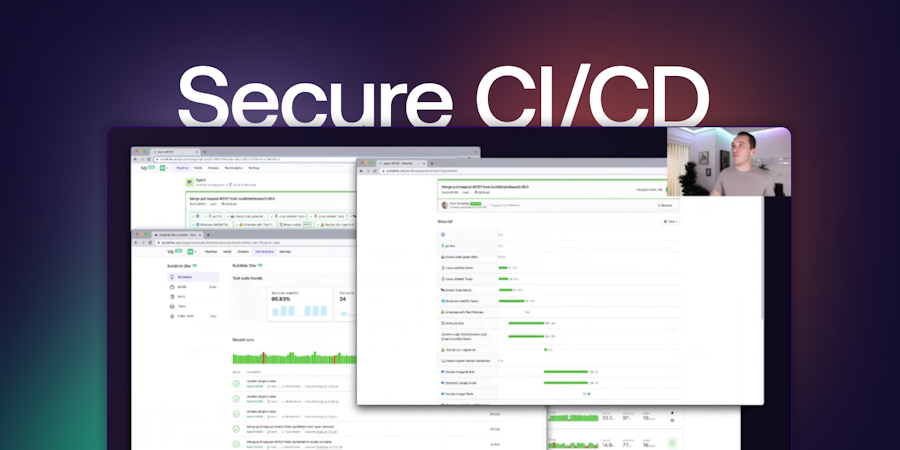 Buildkite presenter Mike Morgan hosting a webinar to demo best practices for secure CI/CD at scale